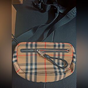 Burberry Beige/Tan Check Belt Bag with Black Strap